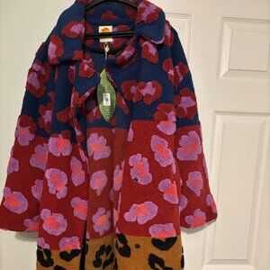 NWT Farm Rio Mixed Leopard Fleece Coat (M)